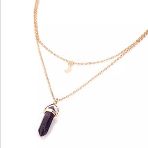 Crescent moon amethyst choker necklace