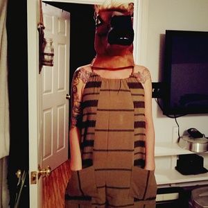 Green and black tribal dress.