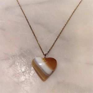 Layered stone heart pendant necklace