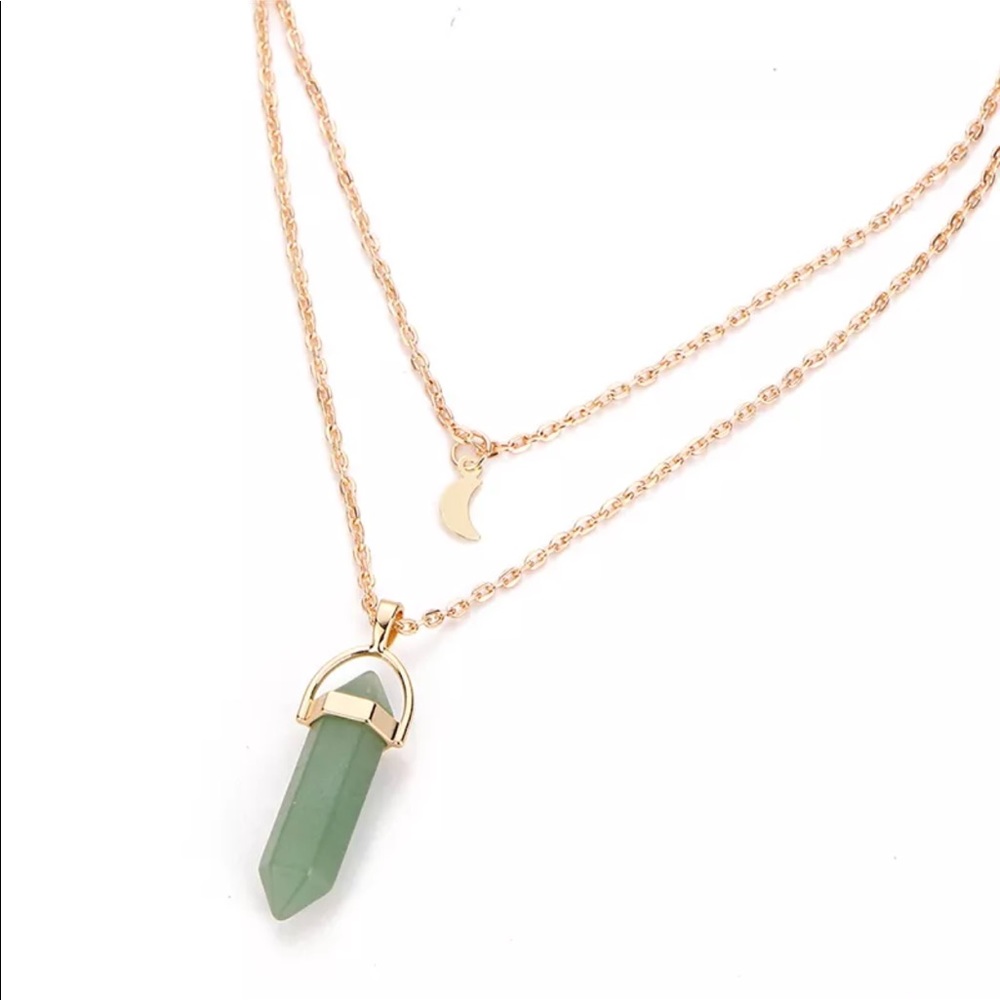 Crescent moon crystal choker necklace