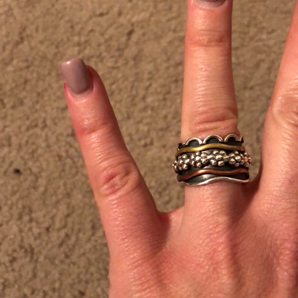 Hand made silver ring and cooper ring  .