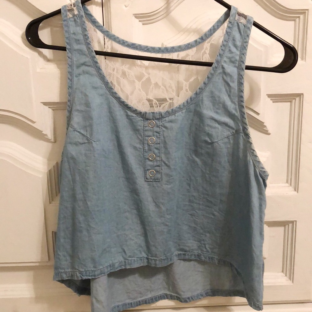 Forever 21 Denim & Lace Crop Top