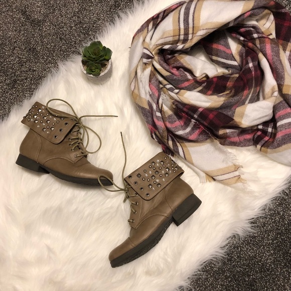 Shoes - Stud and jeweled combat boots