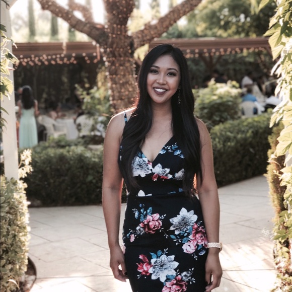 Dark blue floral dress - Picture 1 of 4