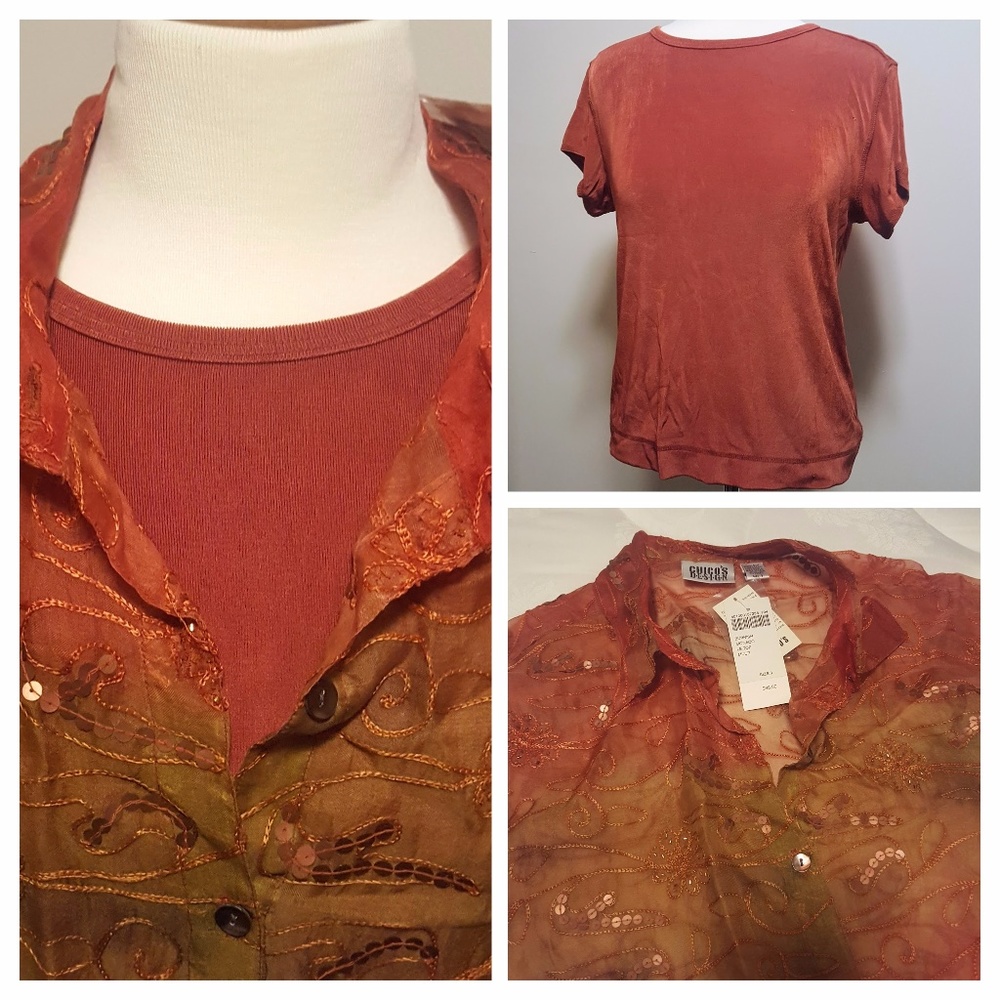⬇Chico's Beaded Top w/ Travelers SS Tee Size 2/3