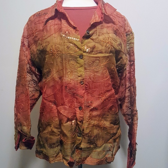 ⬇Chico's Beaded Top w/ Travelers SS Tee Size 2/3 - Picture 3 of 4