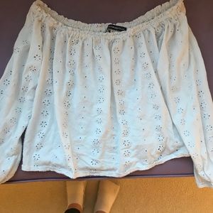 Off the shoulder white brandy top