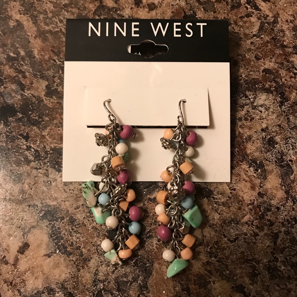 Nine West Multi-Color Beaded Dangle Earrings