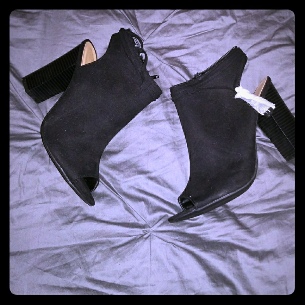 Open Toe Black Booties