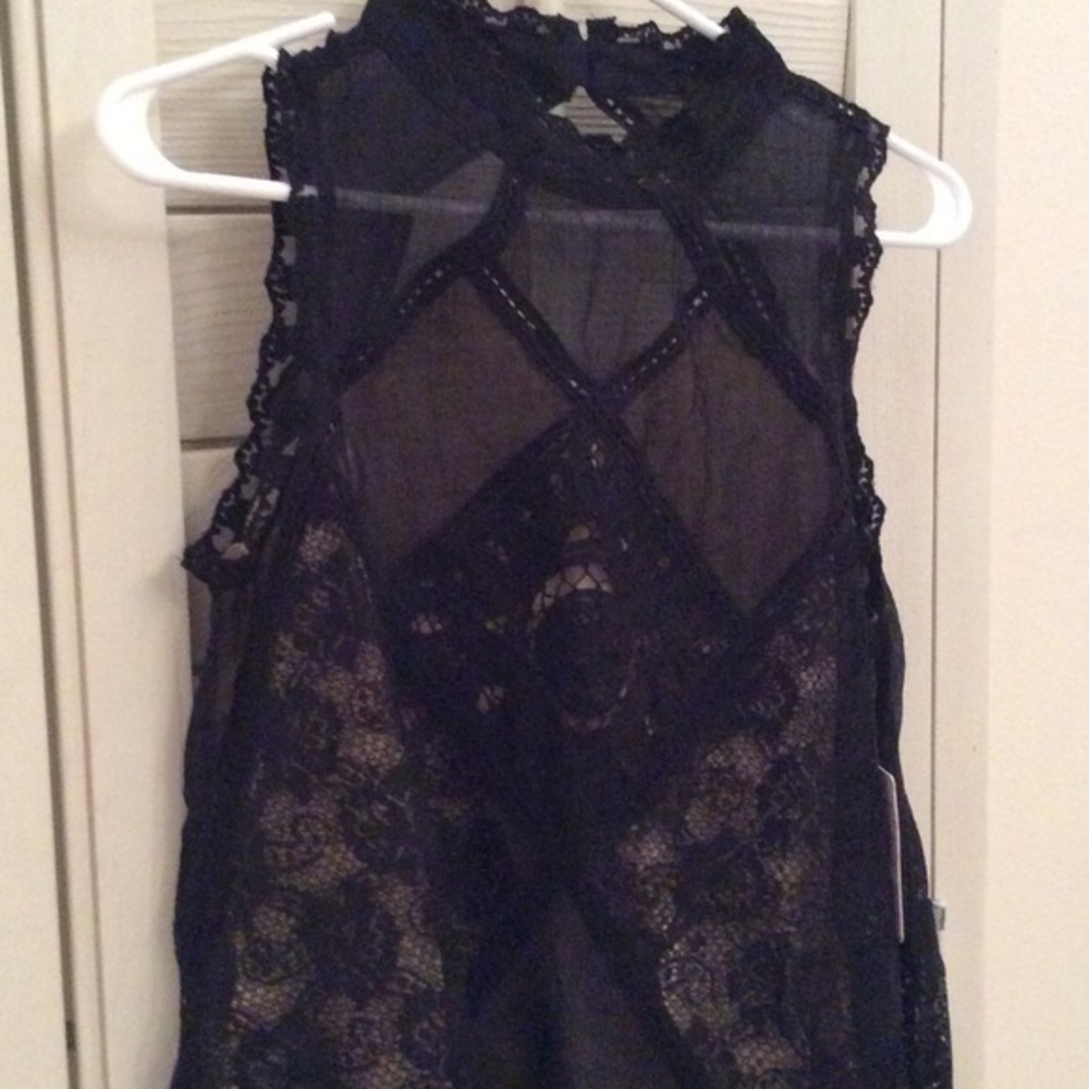 NWT Free People One Angel Lace Black Mini Dress - Picture 6 of 6