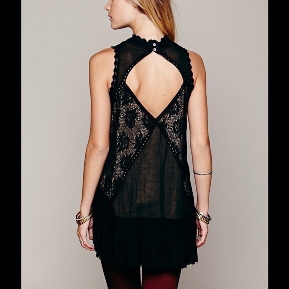 NWT Free People One Angel Lace Black Mini Dress - Picture 3 of 6