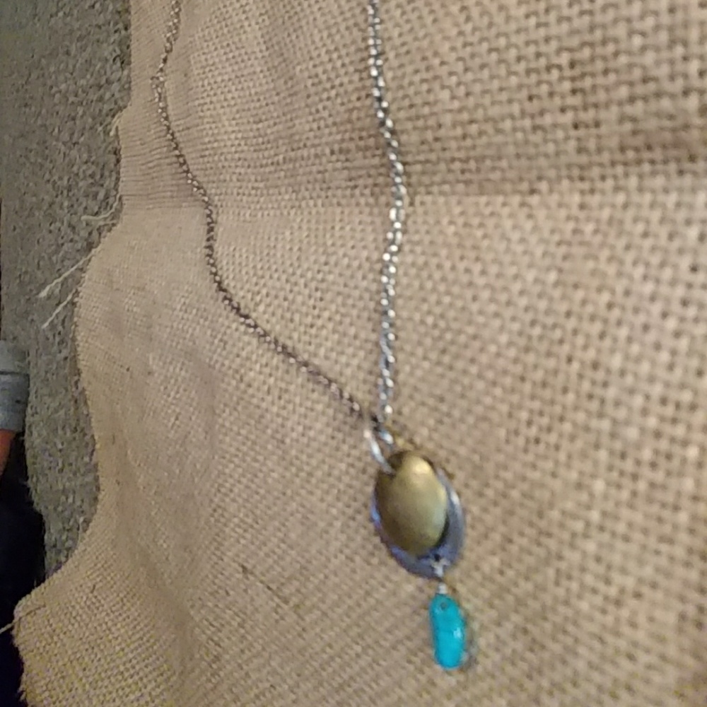 Silpada silver, brass and turquoise necklace