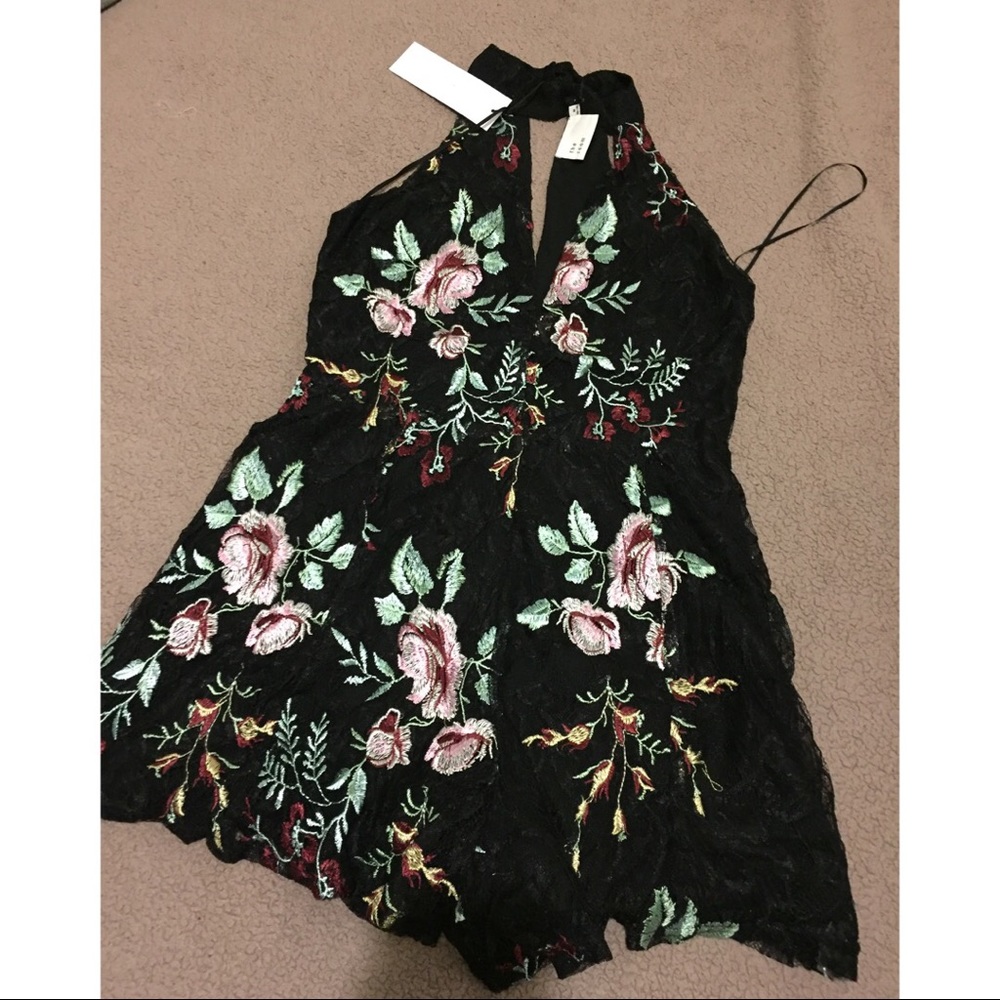 Black floral romper