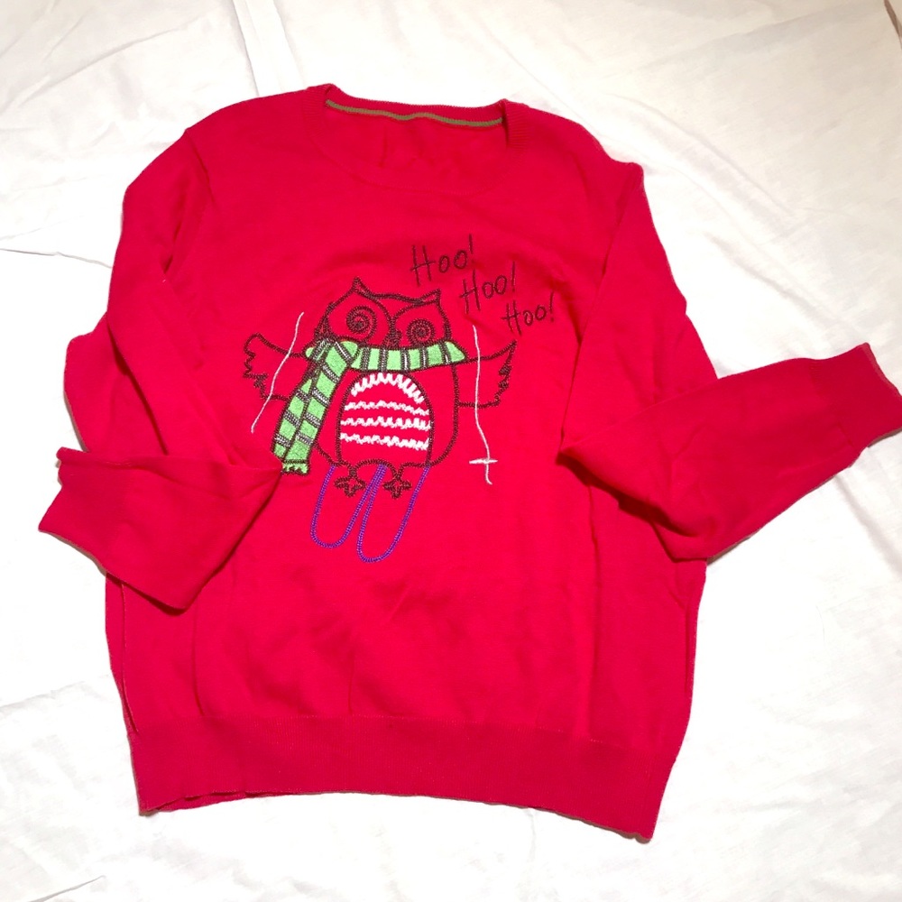 Red owl holiday sweater