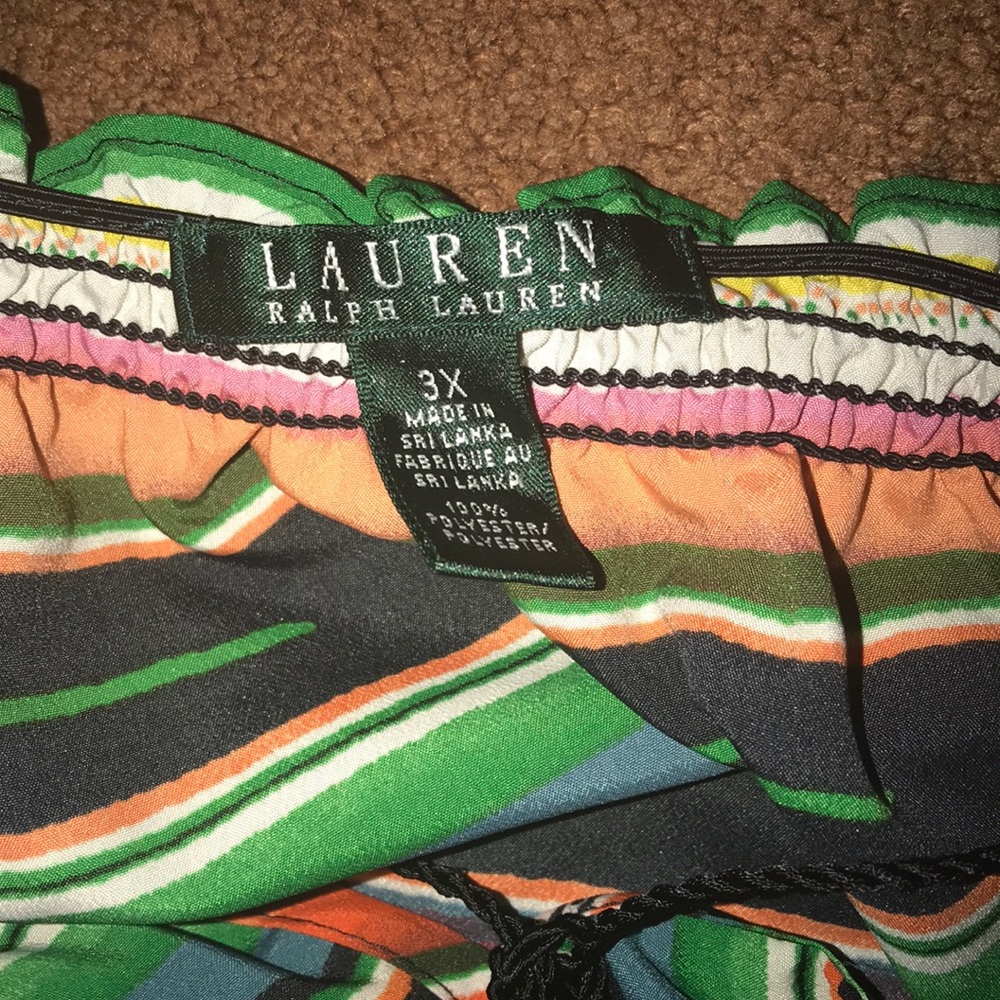 Lauren Ralph Lauren Peasant Blouse | Multicolor Stripe | Size 3X - Picture 3 of 4