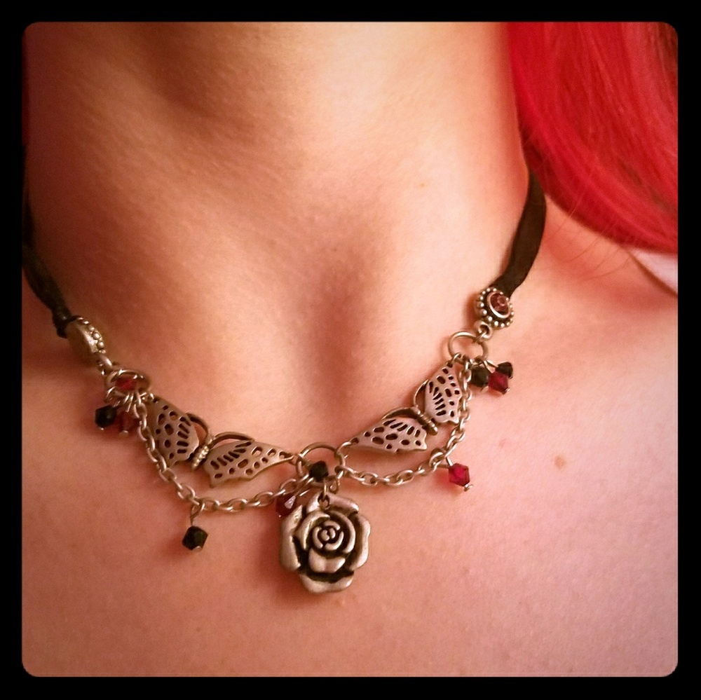 Butterfly and Rose Choker