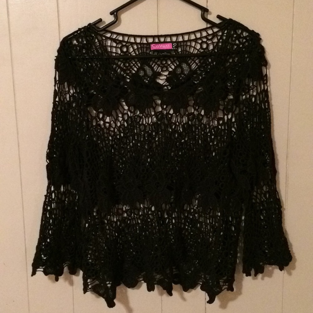 Black Crochet Lace Top