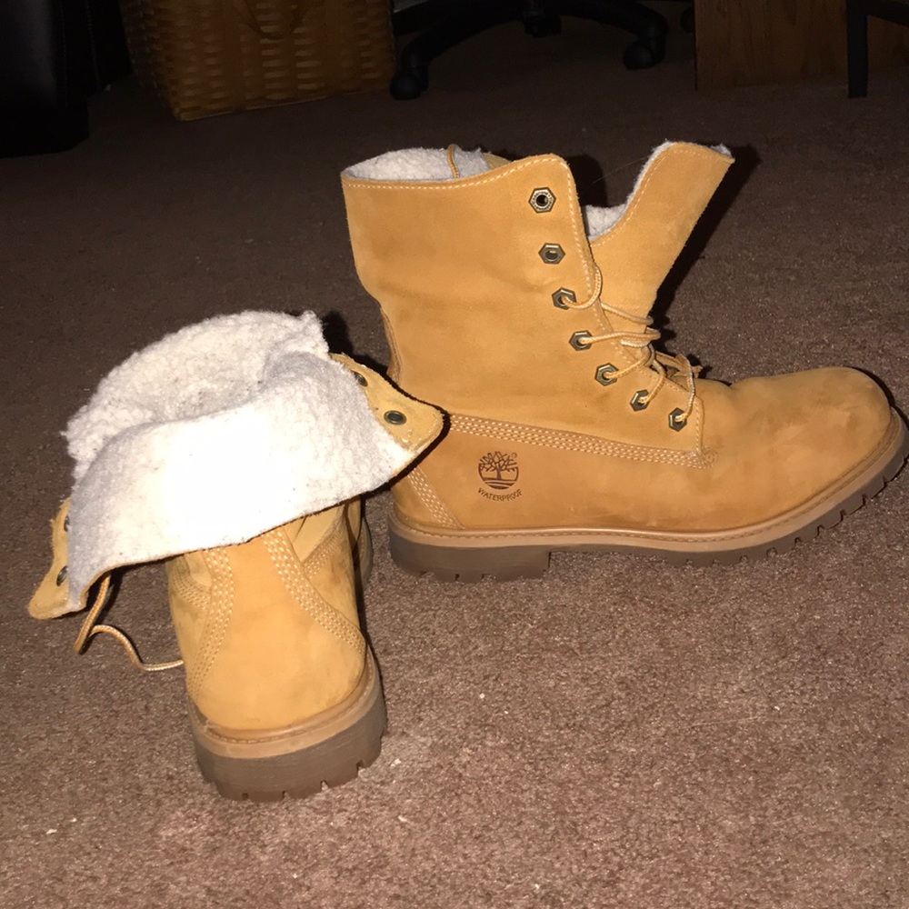 Women’s Timberlands Fur Fold Down Boots