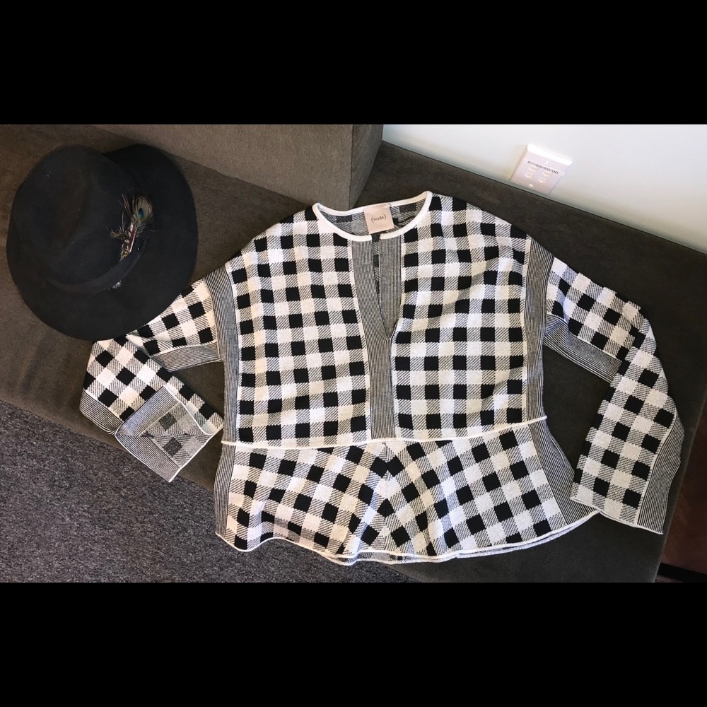 (NUDE) JACQUARD CHECK SWEATER