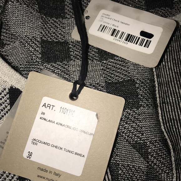 (NUDE) JACQUARD CHECK SWEATER - Picture 6 of 6