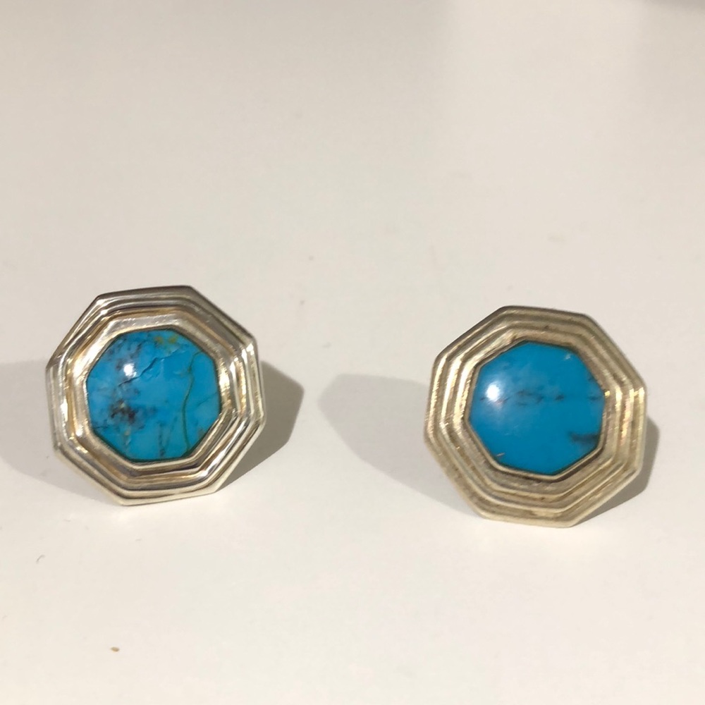 Geometric sterling silver turquoise earrings