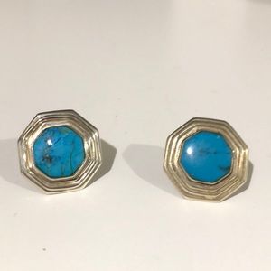 Geometric sterling silver turquoise earrings