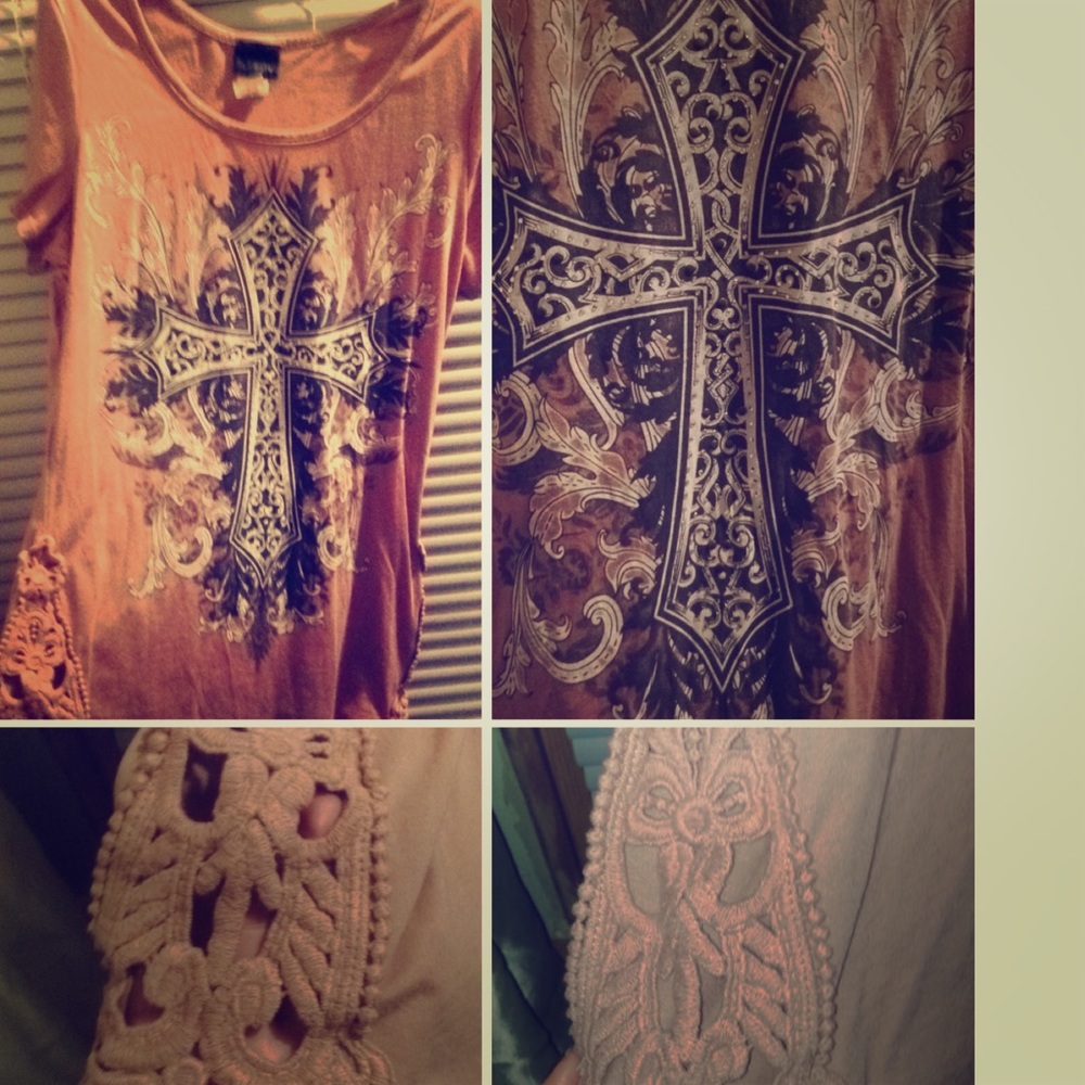 The Buckle embroidered rhinestone cross shirt