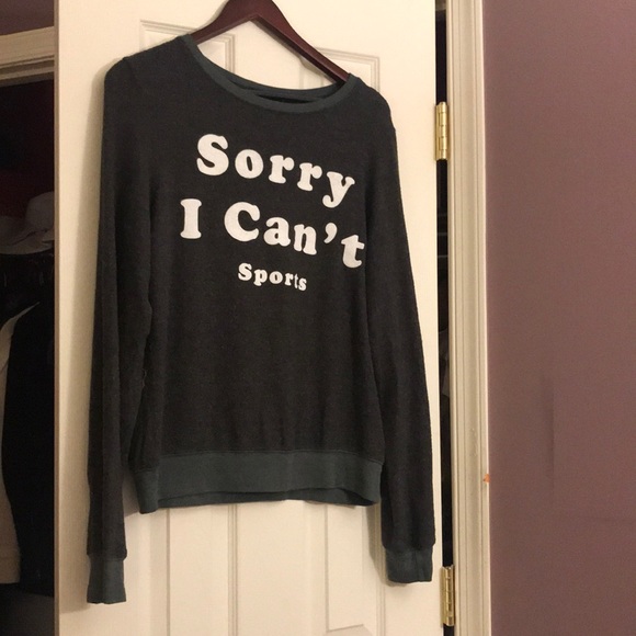 WILDFOX SORRY I️ CANT SPORTS HEATHER GRAY Sweater - Picture 4 of 6