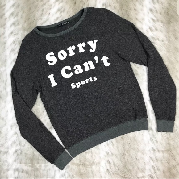 WILDFOX SORRY I️ CANT SPORTS HEATHER GRAY Sweater - Picture 2 of 6