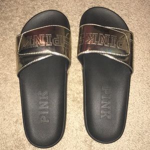 Gold metallic Vs pink slides!