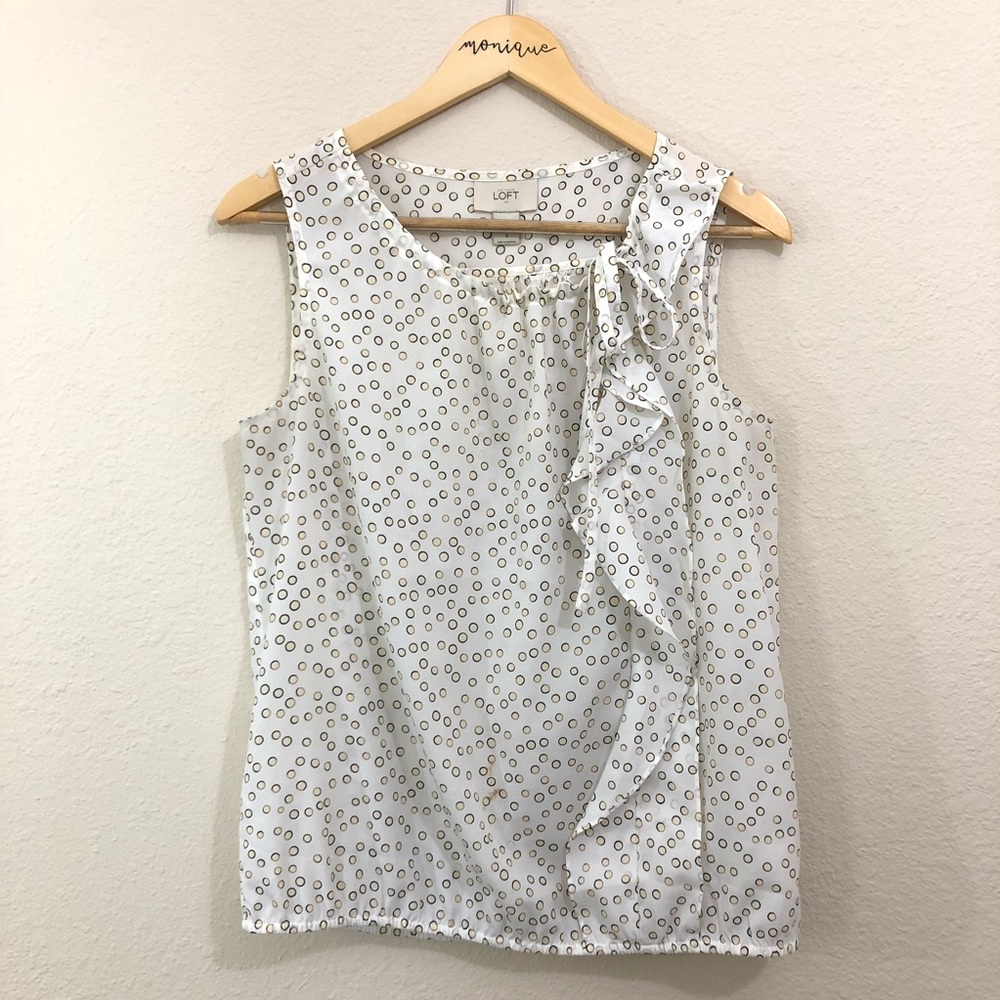 Ann Taylor Loft Polka Dots With Ruffles and Ribbon