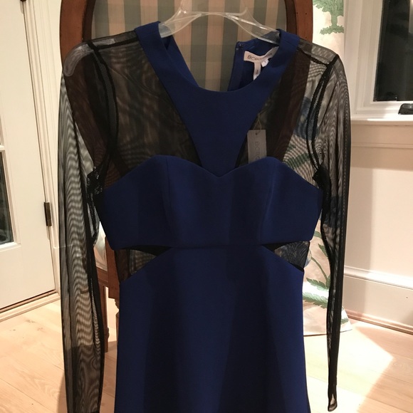 NWT BCBG mesh and crepe electric blue party dress - Picture 2 of 5