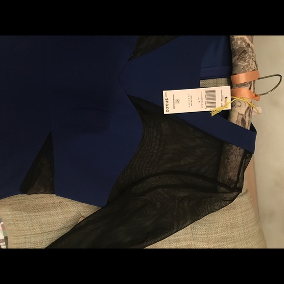 NWT BCBG mesh and crepe electric blue party dress - Picture 3 of 5