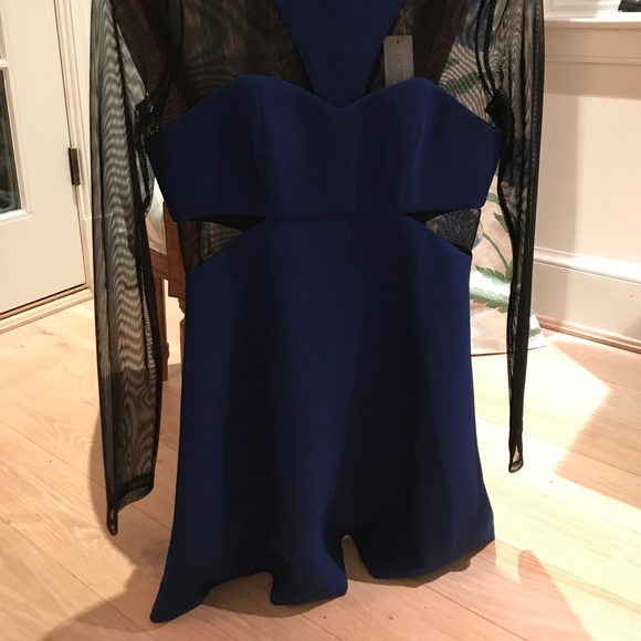 NWT BCBG mesh and crepe electric blue party dress - Picture 5 of 5