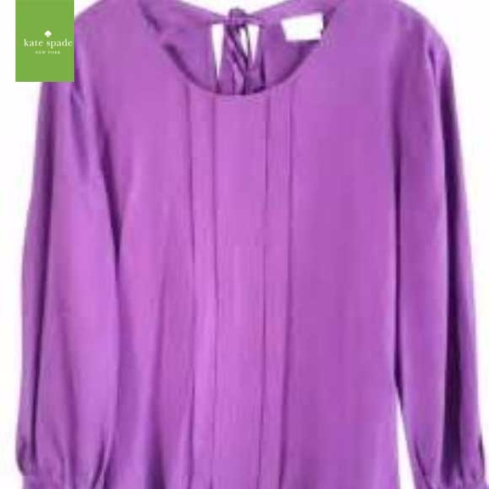 Kate Spade ♠️ Silk Purple Pleated Top Sz S