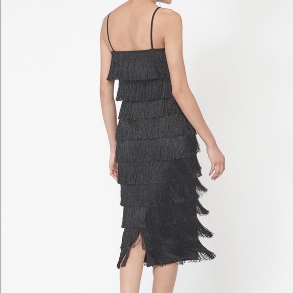 MASTERPIECE Black midi fringe dress NWTAGS - Picture 2 of 4