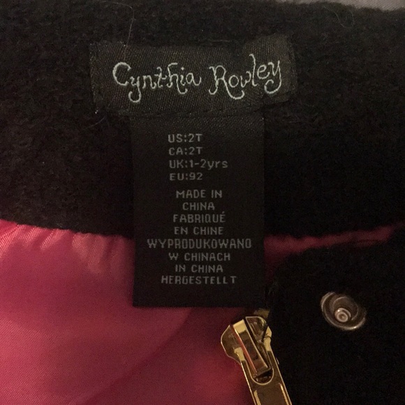 Black & white Cynthia Rowley girls coat - 2T - Picture 3 of 3