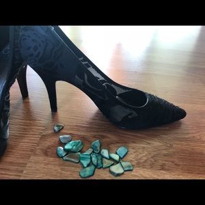 Textured Black Heels