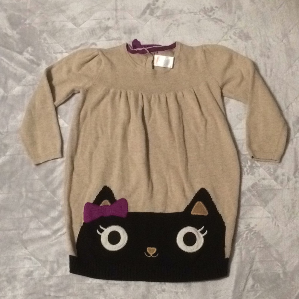 Girls cute cat sweater dress