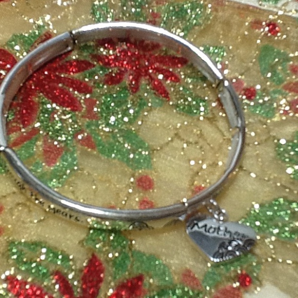 Mother Silver tone stretch Bangle Bracelet NEW