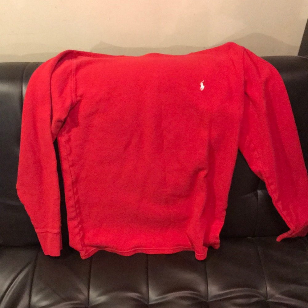 Red long sleeve polo thermal shirt