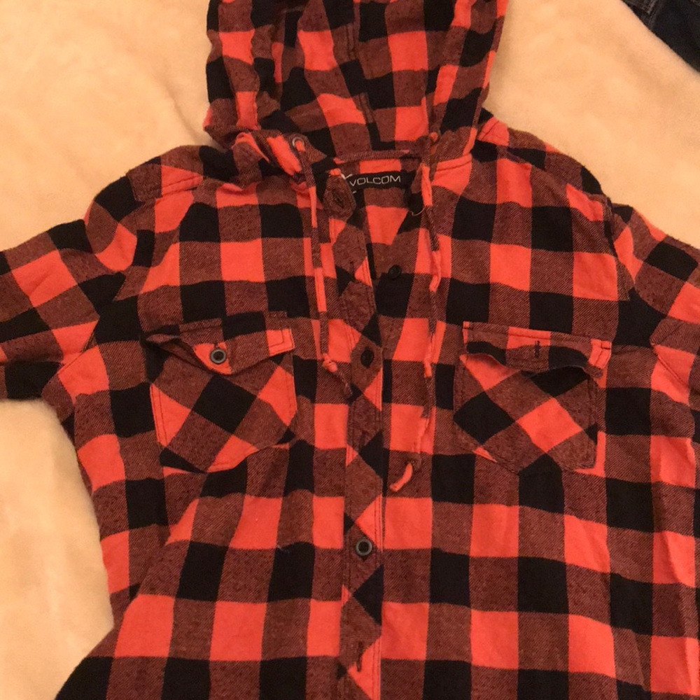 Orange Flannel with Hoodie