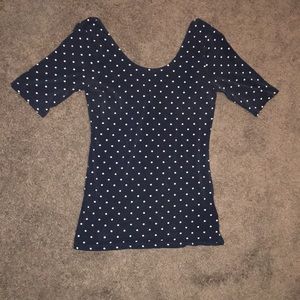 Navy & white polka dot shirt