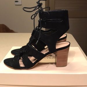 Loeffler Randall Black Suede lace up heels