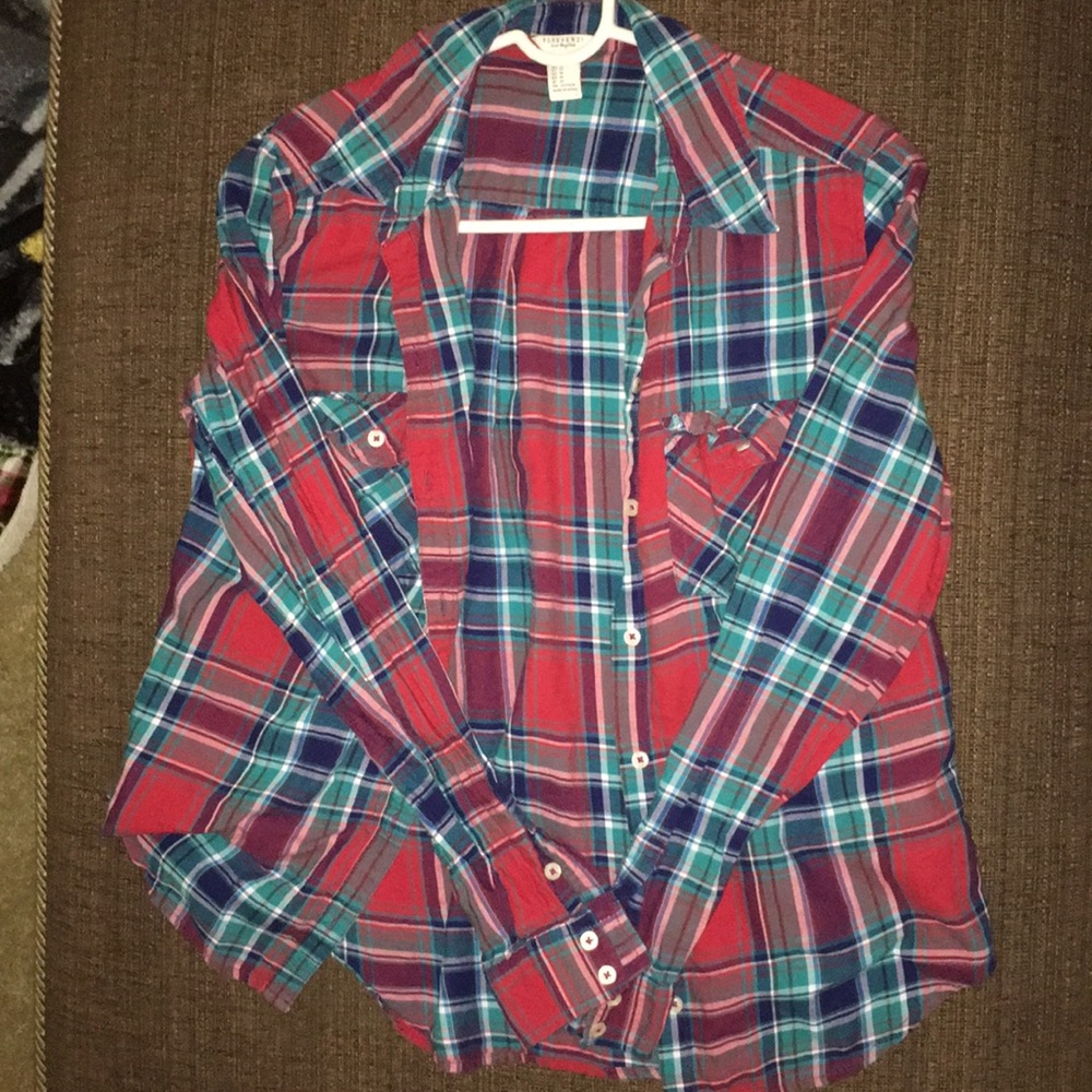 Red, blue and green flannel