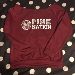 PINK OFF SHOULDER LONG SLEEVE