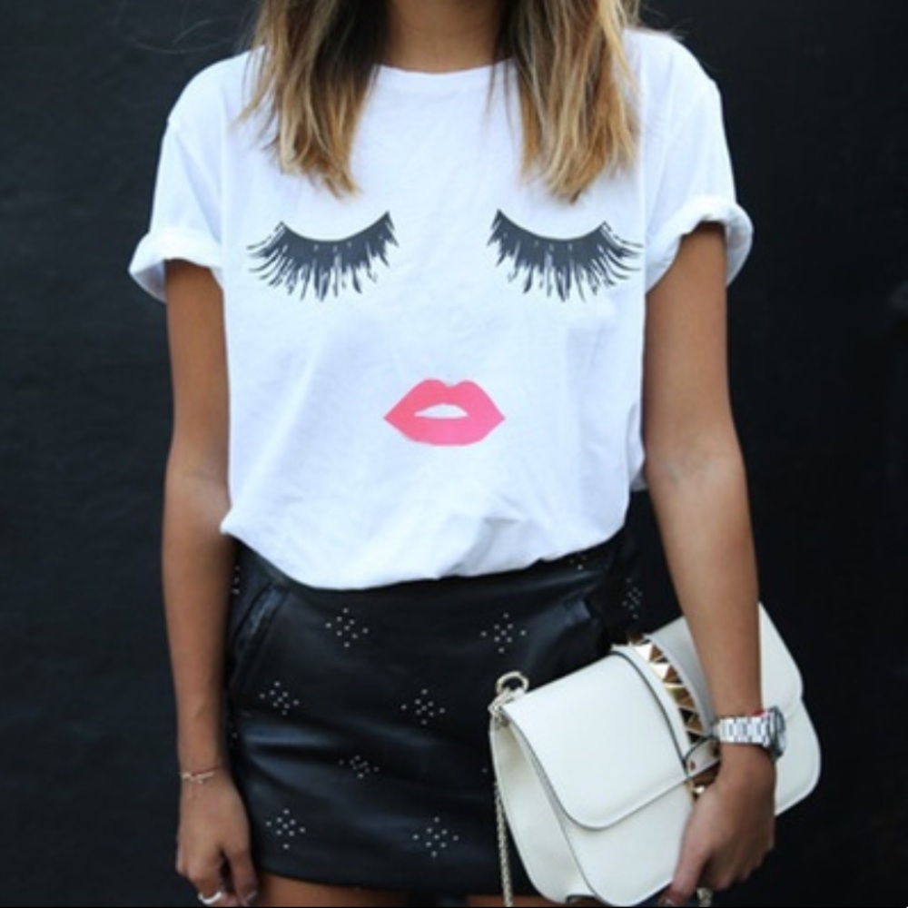 ✨8xHP✨Ombré Casual Eyelashes and Lips Tee💋😍 - Picture 4 of 6
