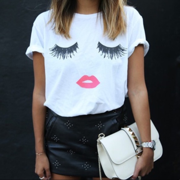 ✨8xHP✨Ombré Casual Eyelashes and Lips Tee💋😍 - Picture 4 of 6