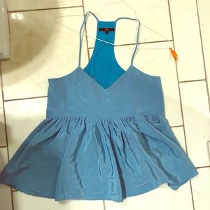 Tibi Peplum Blue Top