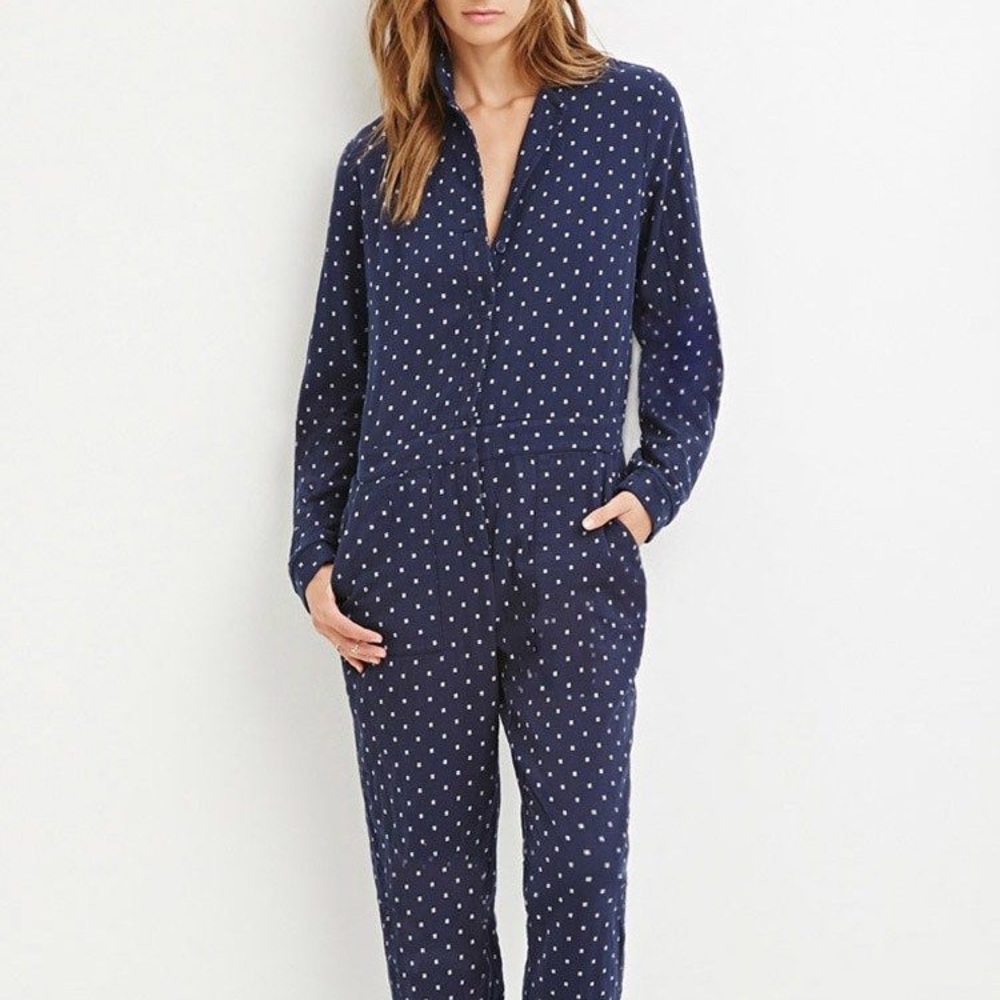 Navy hashtag print jumpsuit coveralls